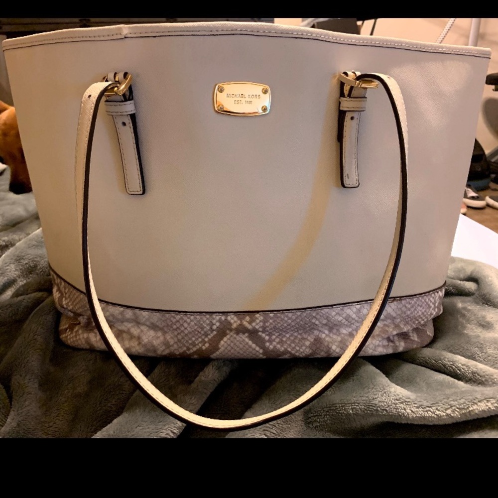 Michael Kors Jet Set Sand & Snake Tote Bag